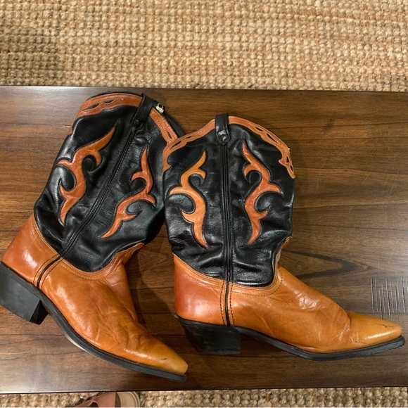 Vintage Dingo Ladies Fire Cowboy Cowgirl Boots 80s 7 USA - Picture 7 of 14